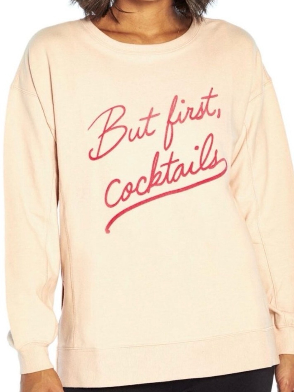 Wildfox 'But First, Cocktails' Graphic Sweatshirt Medium